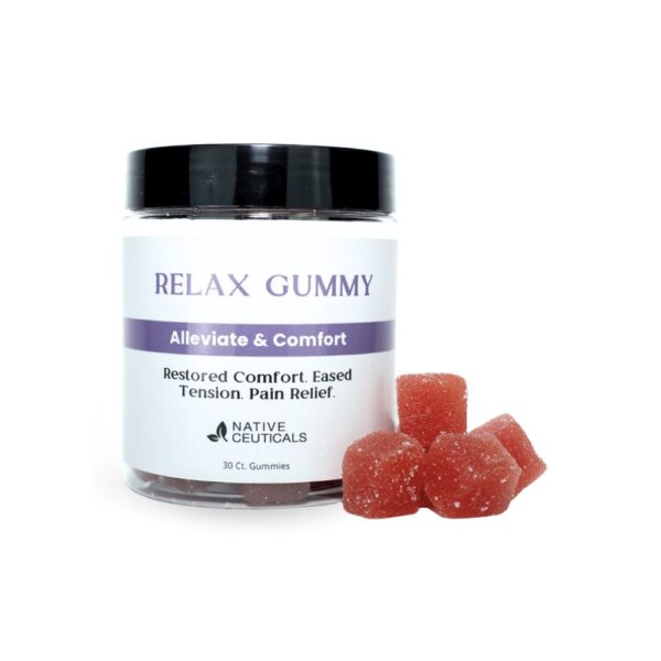 Native Ceuticals' Relax Gummy to alleviate stress and bring comfort to your day.