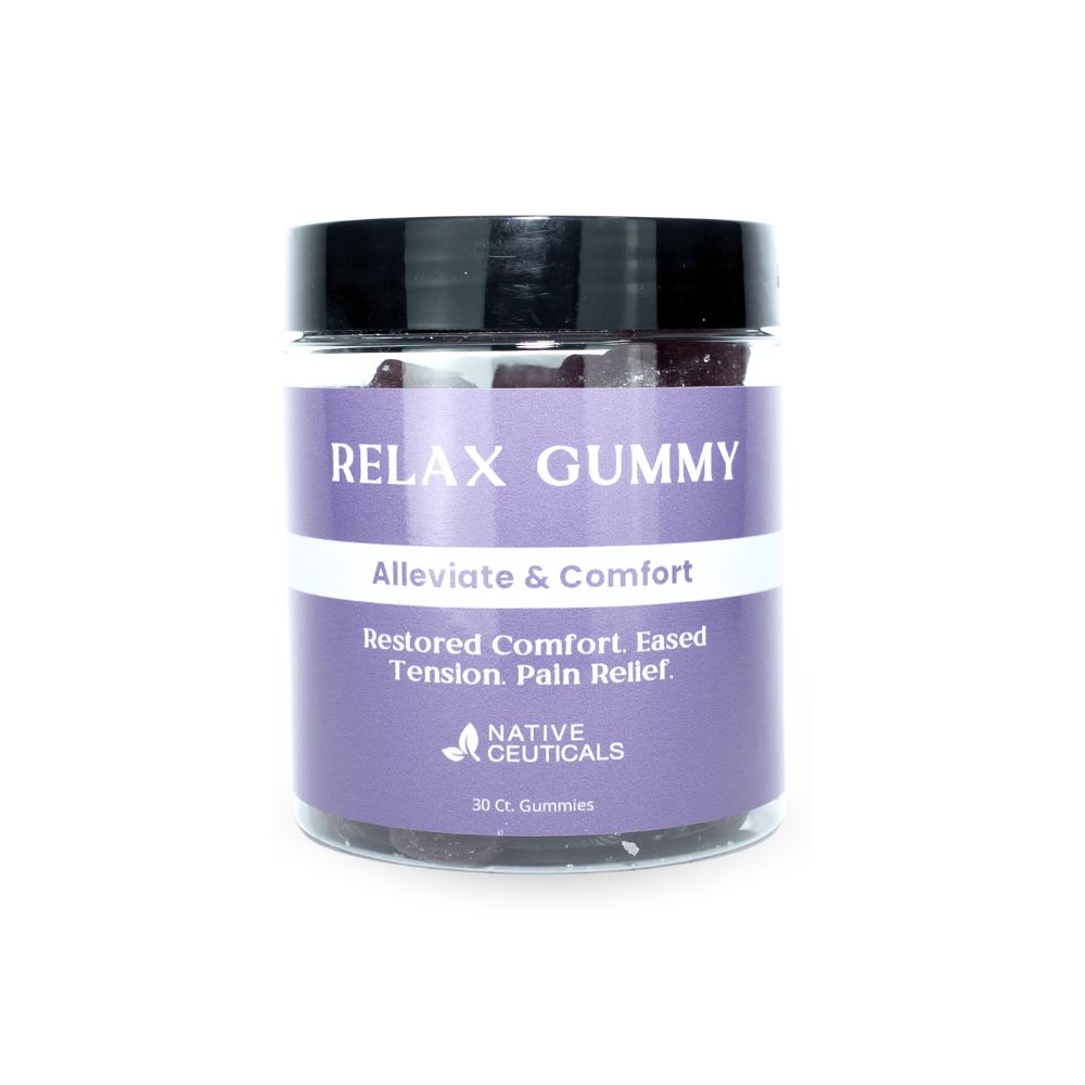 Native Ceuticals' Relax Gummy to alleviate stress and bring comfort to your day.
