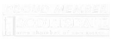 Logo for the Scottsdale Area Chamber of Commerce with the phrase "Proud Member," highlighting Matt Winkleman's connection to the Scottsdale business community.
