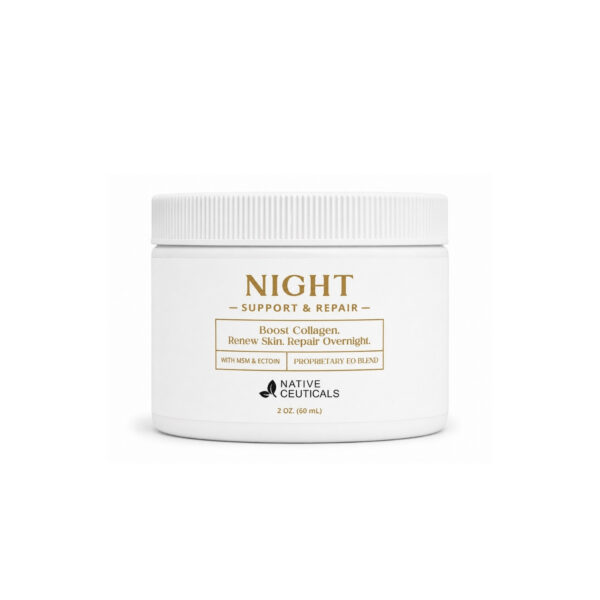 Native Ceuticals NIGHT cream, 2 oz jar, in white with gold text.